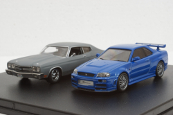 NISSAN SKYLINE GT-R 2002 + CHEVROLET CHEVELLE SS 1970 - FAST & FURIOUS IV (2009), Greenlight 1:43