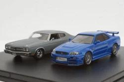 NISSAN SKYLINE GT-R 2002 + CHEVROLET CHEVELLE SS 1970 - FAST & FURIOUS IV (2009), Greenlight 1:43