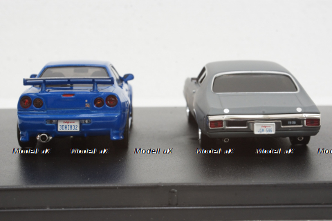 NISSAN SKYLINE GT-R 2002 + CHEVROLET CHEVELLE SS 1970 - FAST & FURIOUS IV (2009), Greenlight 1:43