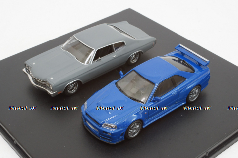 NISSAN SKYLINE GT-R 2002 + CHEVROLET CHEVELLE SS 1970 - FAST & FURIOUS IV (2009), Greenlight 1:43