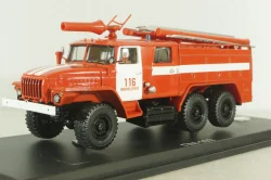 АЦ-40 (43202) ПМ-102Б пожарная автоцистерна на шасси Урал-43202 с бел. полосами, SSM1234B, SSM 1:43