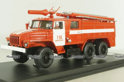 АЦ-40 (43202) ПМ-102Б пожарная автоцистерна на шасси Урал-43202 с бел. полосами, SSM1234B, SSM 1:43