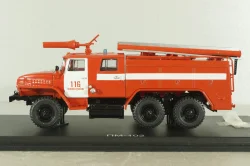 АЦ-40 (43202) ПМ-102Б пожарная автоцистерна на шасси Урал-43202 с бел. полосами, SSM1234B, SSM 1:43