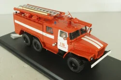 АЦ-40 (43202) ПМ-102Б пожарная автоцистерна на шасси Урал-43202 с бел. полосами, SSM1234B, SSM 1:43