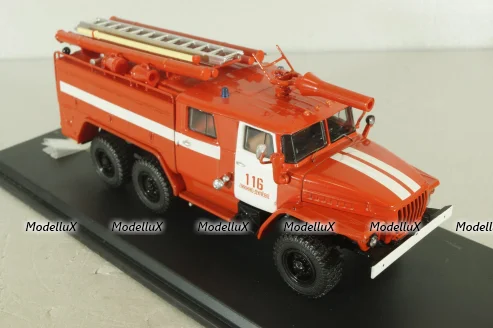 АЦ-40 (43202) ПМ-102Б пожарная автоцистерна на шасси Урал-43202 с бел. полосами, SSM1234B, SSM 1:43
