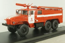 АЦ-40(375Н)Ц1А ПЧ 9 модели ПМ-102А пожарная автоцистерна на шасси Урал-375Д с бел. полосами, SSM1231, SSM 1:43
