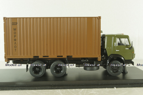 Камаз-53212 Контейнеровоз, хаки/коричневый, SSM1281, SSM 1:43