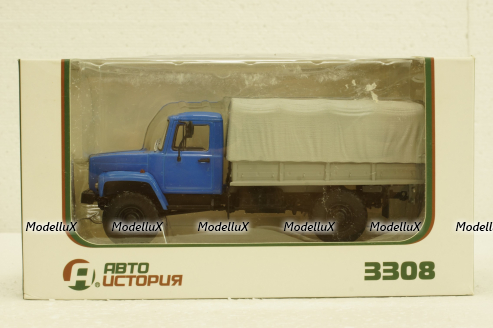 Газ-3308, 4х4 бортовой с тентом, АвтоИстория 1:43