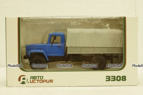 Газ-3308, 4х4 бортовой с тентом, АвтоИстория 1:43
