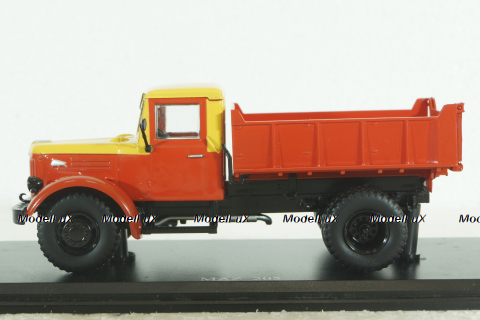 Маз-205, самосвал, желтый/красный, SSM1053, SSM 1:43