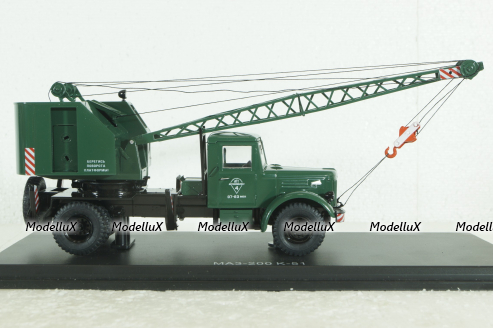 Маз-200 К-51, зеленый, автокран, SSM1165, SSM 1:43