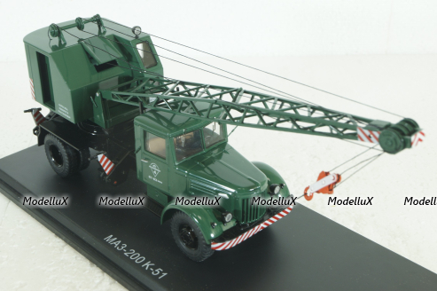 Маз-200 К-51, зеленый, автокран, SSM1165, SSM 1:43
