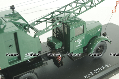 Маз-200 К-51, зеленый, автокран, SSM1165, SSM 1:43