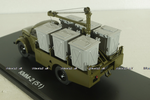 КММ-2(51) контейнерный мусоровоз на шасси ГАЗ-51Д 1958, зеленый, SSM1582, SSM 1:43