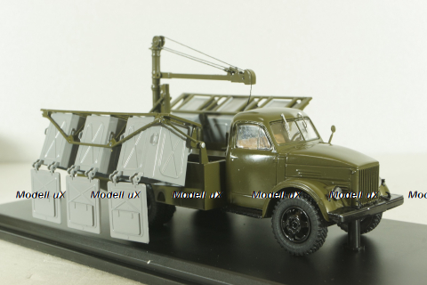 КММ-2(51) контейнерный мусоровоз на шасси ГАЗ-51Д 1958, зеленый, SSM1582, SSM 1:43