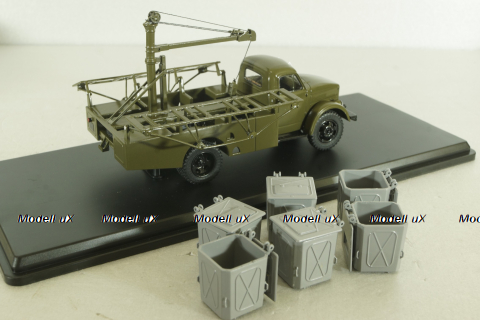 КММ-2(51) контейнерный мусоровоз на шасси ГАЗ-51Д 1958, зеленый, SSM1582, SSM 1:43