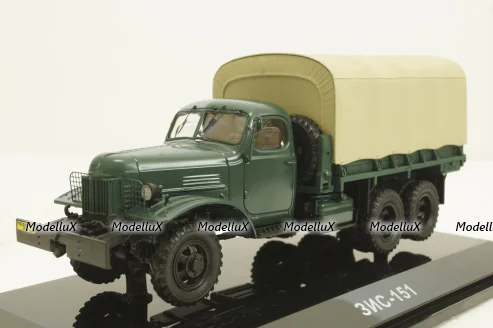 Зис-151 бортовой  с тентом, 1951г, зеленый, 115101, DiP Models 1:43