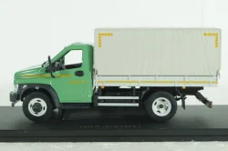 Газон Next C41R11 бортовой с тентом, зел/сер, Н232, Наш автопром 1:43