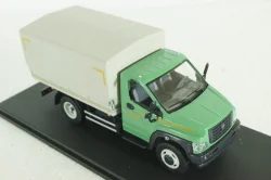 Газон Next C41R11 бортовой с тентом, зел/сер, Н232, Наш автопром 1:43