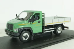 Газон Next C41R11 бортовой с тентом, зел/сер, Н232, Наш автопром 1:43