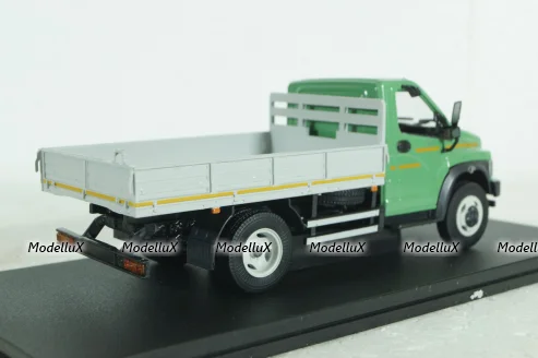 Газон Next C41R11 бортовой с тентом, зел/сер, Н232, Наш автопром 1:43