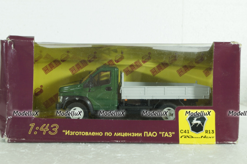 Газон Next C41R13 бортовой зел/сер, Н242, Наш автопром 1:43