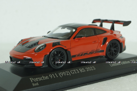 Porsche 911 (992) GT3 RS mit Weissach-Paket, red with black rims and black décor, 413062108, Minichamps 1:43