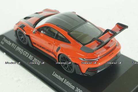 Porsche 911 (992) GT3 RS mit Weissach-Paket, red with black rims and black décor, 413062108, Minichamps 1:43