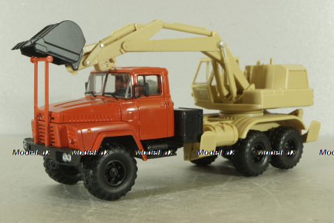 Краз-260 ЭО-4421А Экскаватор, красный/бежевий, Н745, Наш Автопром 1:43