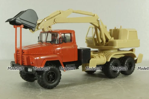 Краз-260 ЭО-4421А Экскаватор, красный/бежевий, Н745, Наш Автопром 1:43