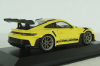 Porsche 911 (992) GT3 RS with Weissach-Paket, yellow with golden rims and black decor, 413062106,  Minichamps 1:43