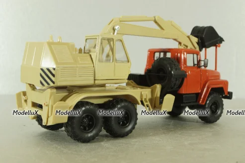 Краз-260 ЭО-4421А Экскаватор, красный/бежевий, Н745, Наш Автопром 1:43