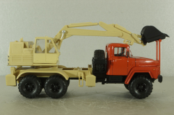 Краз-260 ЭО-4421А Экскаватор, красный/бежевий, Н745, Наш Автопром 1:43