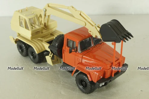 Краз-260 ЭО-4421А Экскаватор, красный/бежевий, Н745, Наш Автопром 1:43