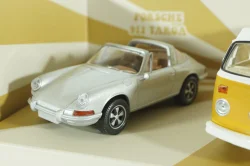 Set 3x Vintage Porsche 911 Targa Spider 1969/Fiat 500 1965/Volkswagen T2b Camper, 841104, Norev 1:43