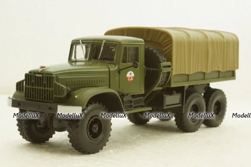 Краз-214В баластний тягач, борт з тентом, хакі, Наш Автопром 1:43