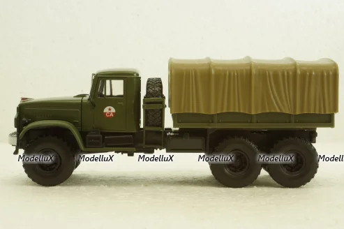 Краз-214В баластний тягач, борт з тентом, хакі, Наш Автопром 1:43