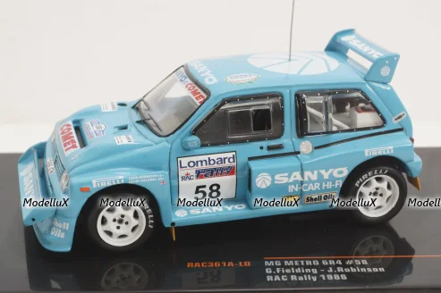 MG Metro 6R4, No.58, RAC Rally, G.Fielding/J.Robinson, 1986, RAC361A, IXO 1:43