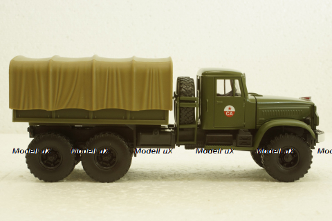 Краз-214В баластний тягач, борт з тентом, хакі, Наш Автопром 1:43