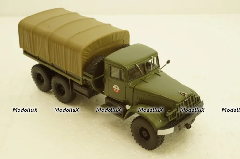 Краз-214В баластний тягач, борт з тентом, хакі, Наш Автопром 1:43
