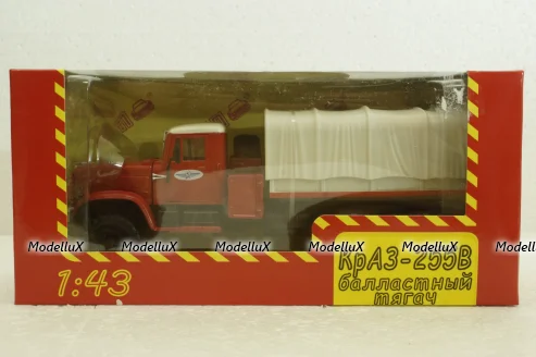 Краз-255В баластний тягач, борт з тентом, червоний, Наш Автопром 1:43
