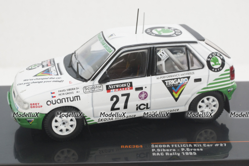 Skoda Felicia Kit Car, No.27, RAC Rally, P.Sibera/P.Gross, 1995, RAC364, IXO 1:43