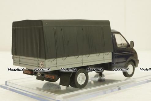 Газ-3302 Газель бортовой с тентом синий/серый, Конверсия 1:43