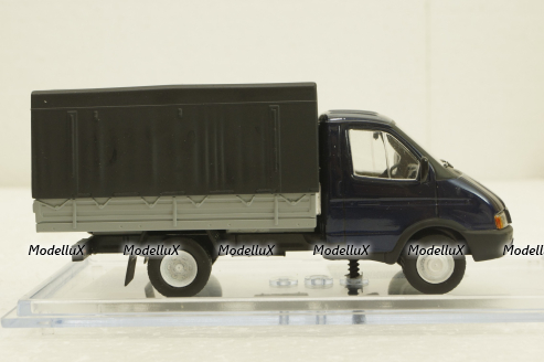 Газ-3302 Газель бортовой с тентом синий/серый, Конверсия 1:43