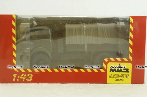Маз-505 4х4 борт с тентом 1962г, хаки Н210, Наш Автопром 1:43