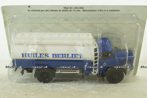 Berliet GLR8 M2 Tank truck Huiles Berliet year 1960 blue/white, Hachette 1:43