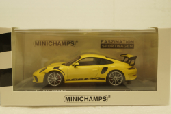 Porsche 911 (991 II) GT2 RS with silver rims 2018 yellow, 413067050, Minichamps 1:43