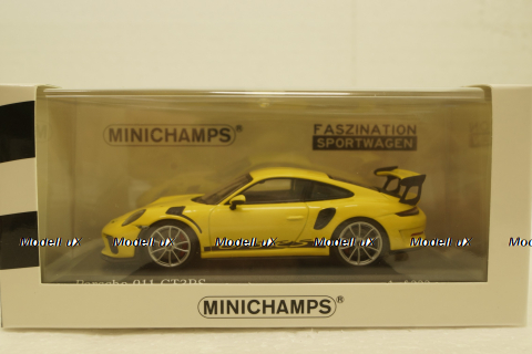 Porsche 911 (991 II) GT2 RS with silver rims 2018 yellow, 413067050, Minichamps 1:43