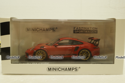 Porsche 911 (991 II) GT3 RS with gold rims 2018 red, 413067069, Minichamps 1:43