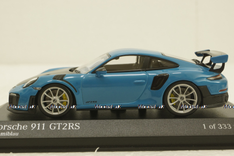 Porsche 911 (991 II) GT2 RS with silver rims 2018 lightblue, 413067275, Minichamps 1:43